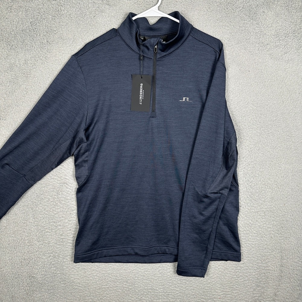 NEW J.Lindeberg Shirt Mens 2XL Destry Zip Mid Layer Navy Quarter Zip Pullover